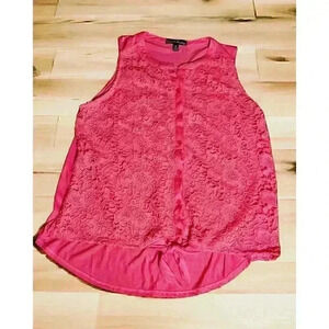 French Sunday Lace Front Sleeveless Top Size 2X Hot Pink